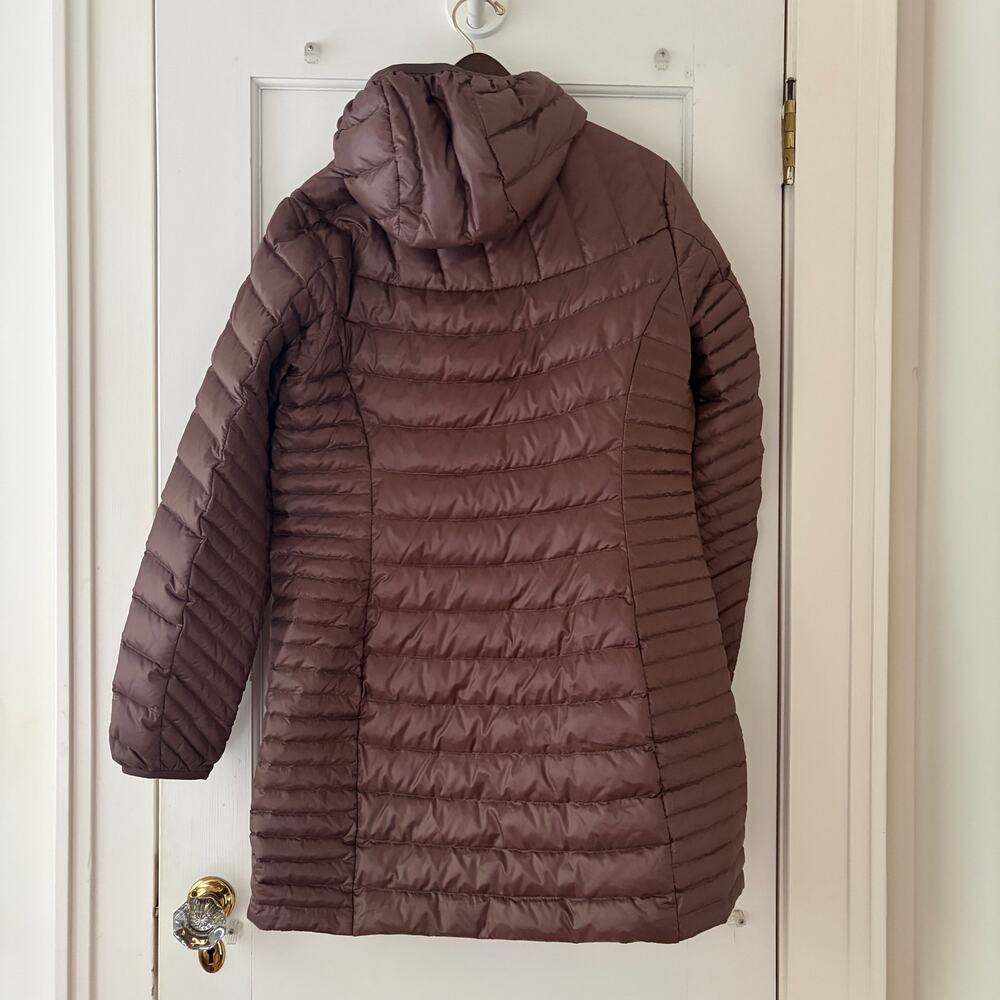 Eddie Bauer Astoria Down Parka Size Large Hooded Brown Long - Picture 3 of 9